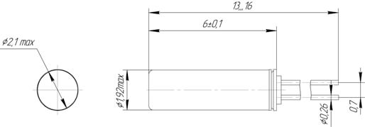 Габаритные размеры Резонатор кварцевый термочувствительный высокотемпературный РКТВ 206