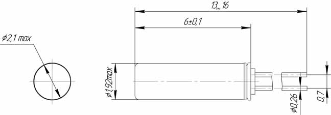 Габаритные размеры Резонатор кварцевый опорный  высокотемпературный РКОВ206